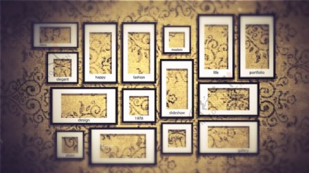 花纹图案墙壁上的家庭相框图集展示ae模板