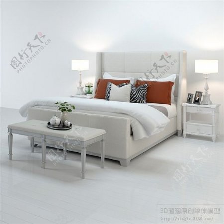 卧室双人床模型下载