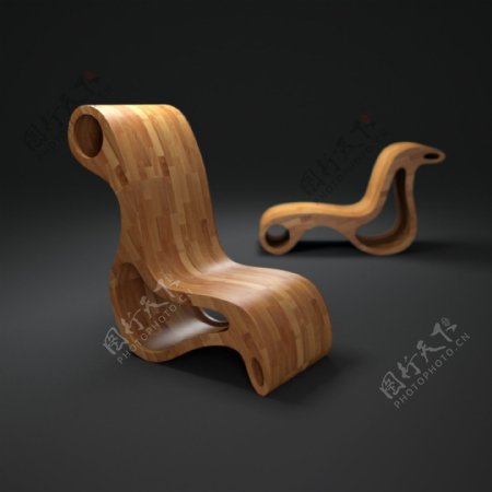木质特色座椅3d模型