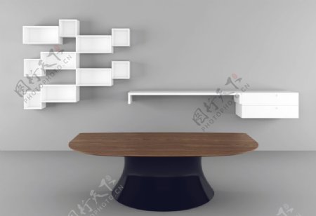 现代简约桌子挂墙装饰3d模型