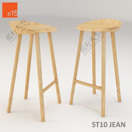 创意木质高脚凳3d模型