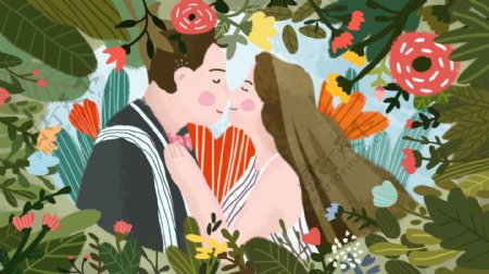 婚礼植物森林花丛浪漫可爱治愈暖心结婚