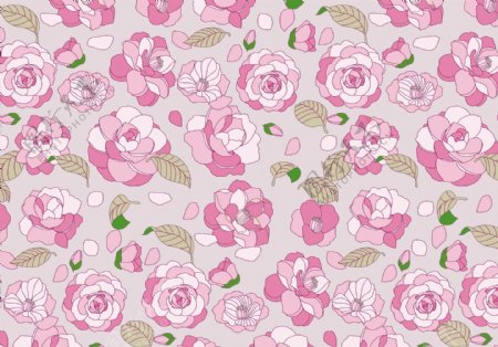 粉色玫瑰花纹图案矢量素材