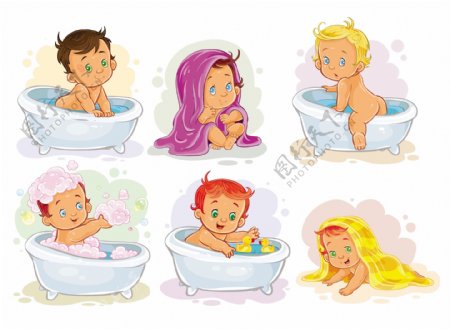 儿童沐浴洗澡素材