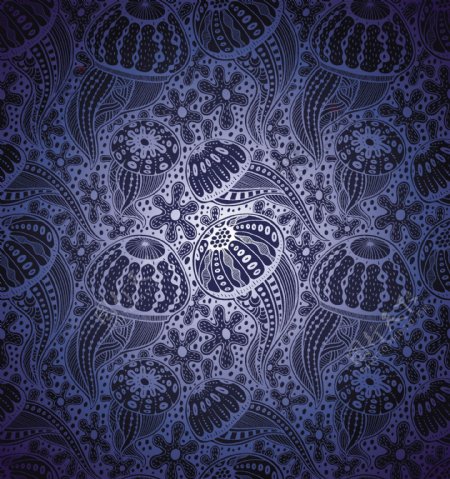 深蓝色水母花纹背景图