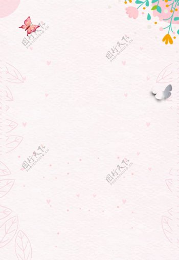 彩绘花朵蝴蝶女人节背景设计