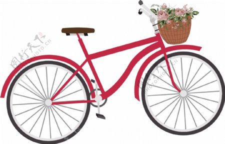 自行车玫瑰花情人节约会设计元素