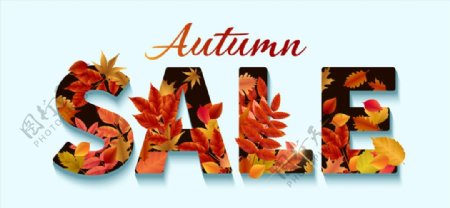 创意树叶装饰秋季销售艺术字