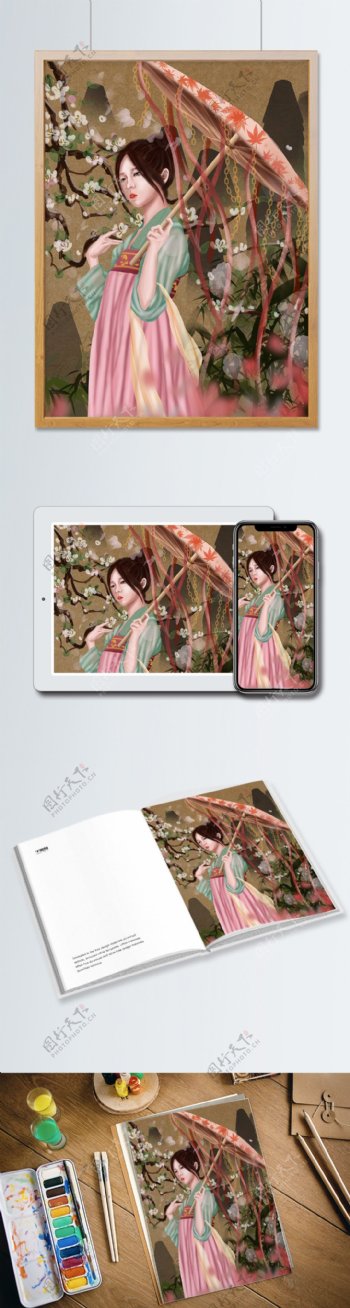 知否知否古装插画美女手机壁纸中国风