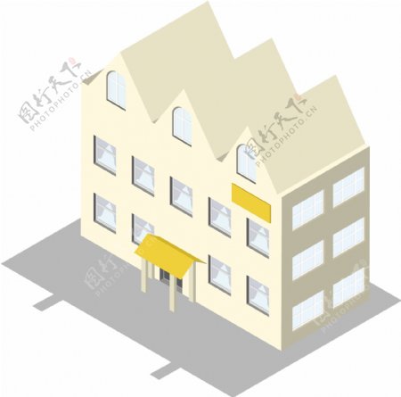 2.5D黄色房子建筑场景AI素材