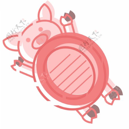 手绘卡通可爱粉红猪猪对话框猪年可商用