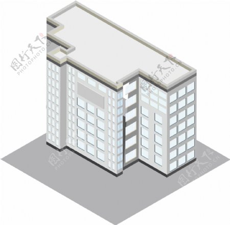 2.5D灰白色高层建筑可商用元素
