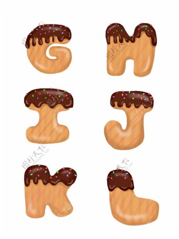 手绘卡通彩针巧克力饼干糖衣字母GL元素