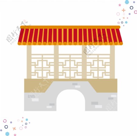 中国古代建筑矢量手绘元素背景套图