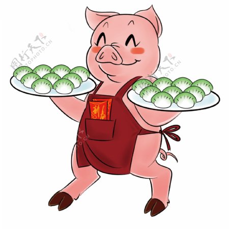 新年白菜饺子猪卡通形象