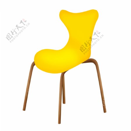 黄色凳子椅子靠背椅学习家具北欧风格软装