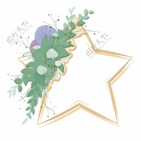 星星植物花边框小清新浪漫底纹网红植物背景