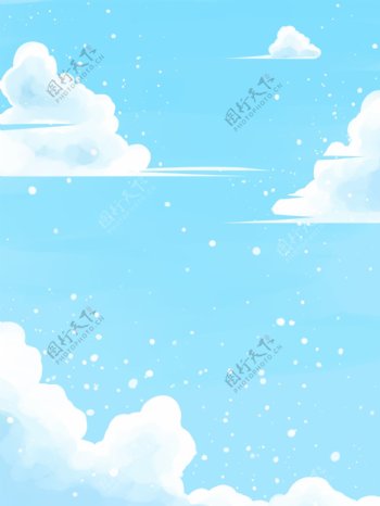 简约蓝天白云下雪背景设计