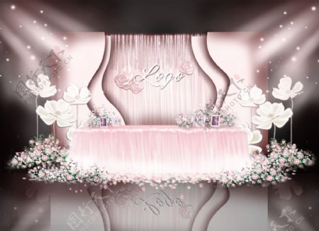 浅粉色婚礼背景设计图
