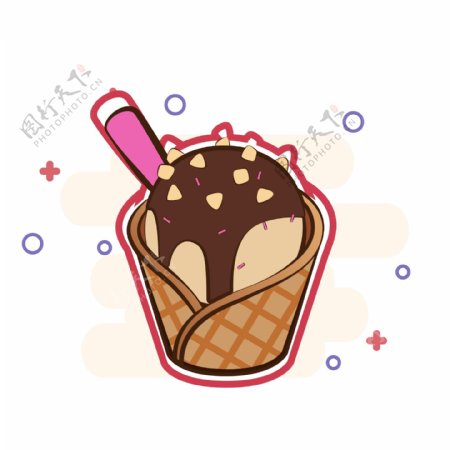 原创矢量卡通巧克力冰淇淋可商用