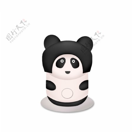 手绘可爱小熊猫机器人