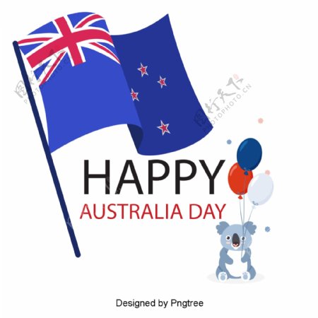 澳大利亚国旗蓝色红色星星国旗旗帜考拉爱心爱国字体设计
