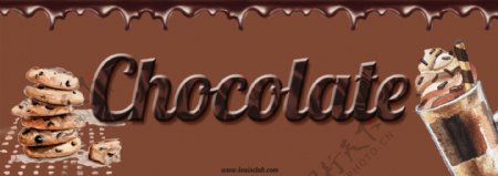 饼干和饮料与巧克力抽象字体