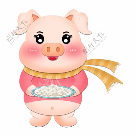 元宵节卡通可爱小猪png元素