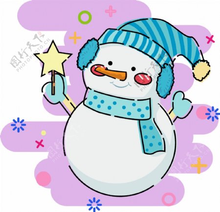 雪人圣诞非常蓝的蓝色围巾帽子