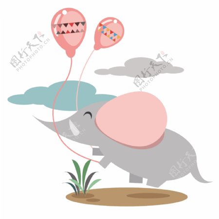 大象灰粉色的气球