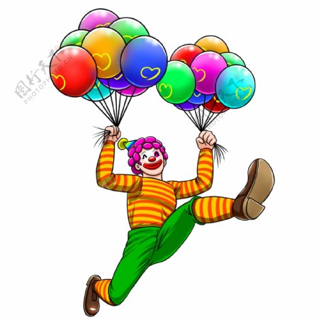 可爱卡通的拿气球小丑