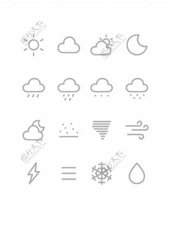 世界气象日套各种天气图标元素矢量