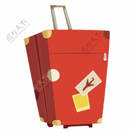 美丽红色行李箱装饰元素