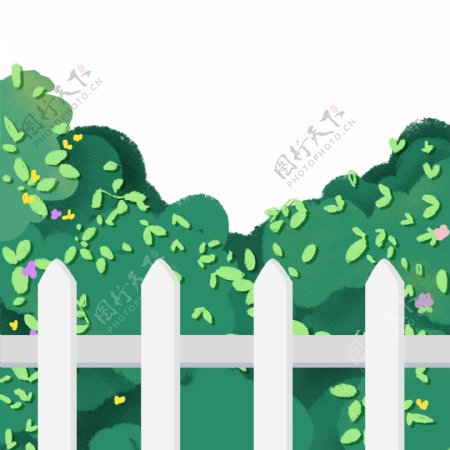 栏杆草丛插画图案