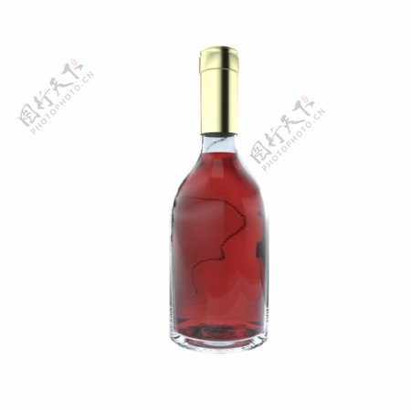 3D红色玻璃酒瓶