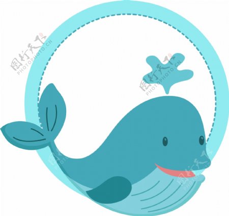 大海海洋生物鲸鱼装饰插画