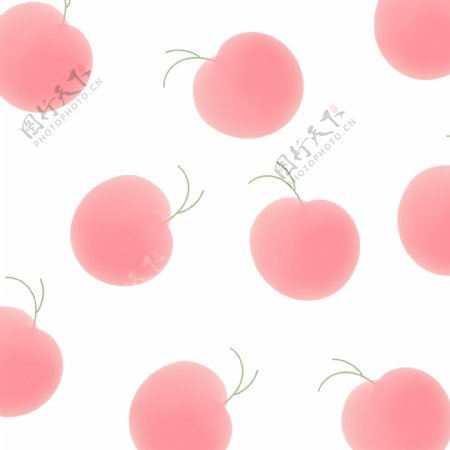 粉色清新手绘通用漂浮蜜桃水果背景