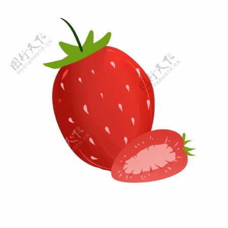 切开的草莓水果非常好吃