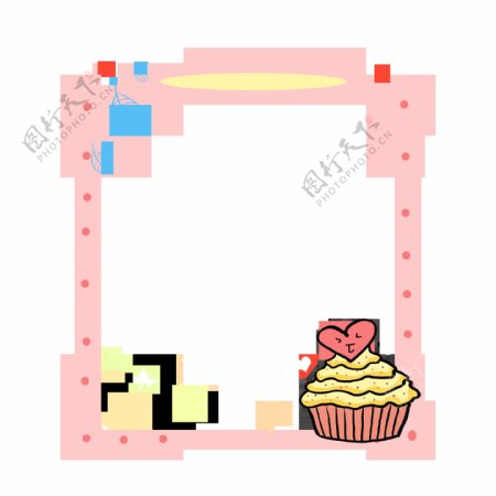 粉色的蛋糕边框插画
