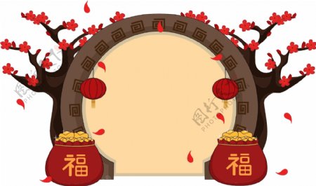 中国风拱门新年边框