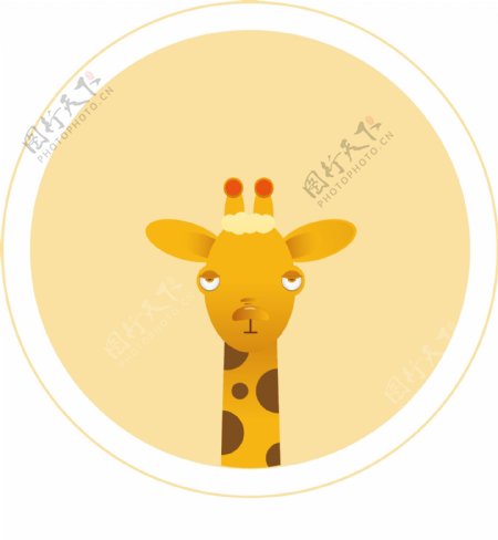 可爱长颈鹿圆形标签素材