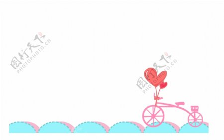 情人节自行车剪纸插画