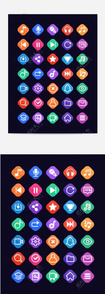 视频音乐播放器图标icon矢量UI彩色
