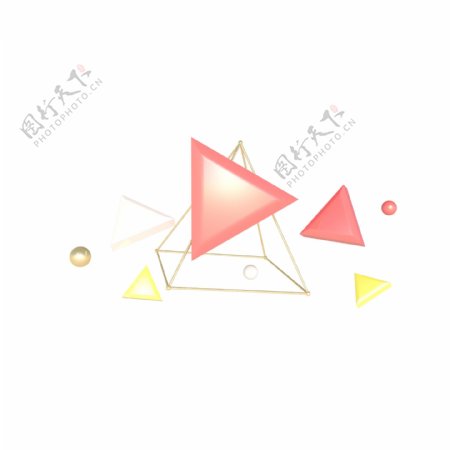 C4D立体几何三角漂浮海报装饰