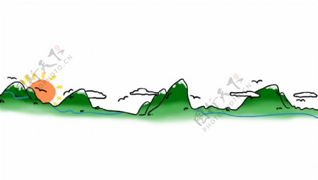 绿色的小山分割线插画