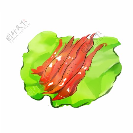 龙虾美食卡通插画