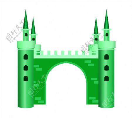 绿色的建筑城堡插画
