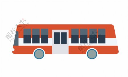 橘红色公交车插画