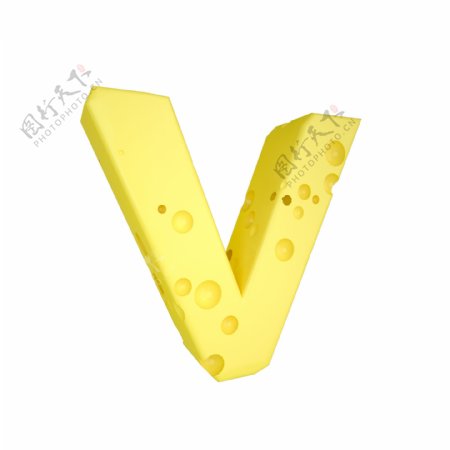 C4D创意奶酪字母V装饰