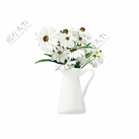 白色花瓶插画元素